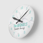 Beach House Modernes Sand Dollar Türkischer Ozean Runde Wanduhr (Winkel)
