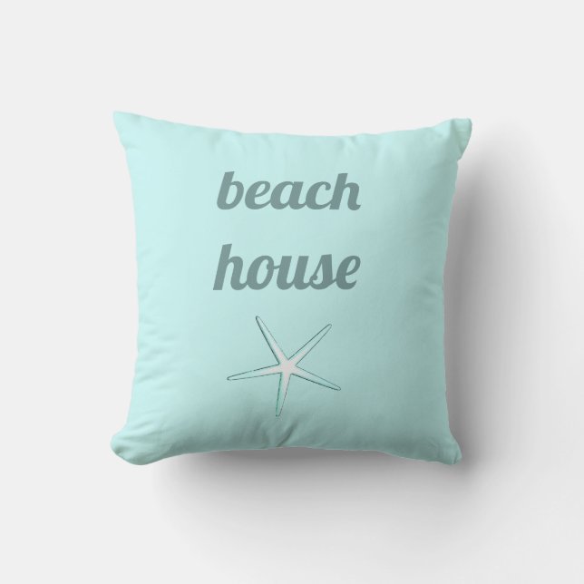 Beach House Nautic Aquamarin Blue White Starfish C Kissen (Vorderseite)