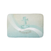 Beach House Nautical Anchor and Rope Aqua ID623 Badematte (Vorderseite)
