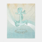 Beach House Nautical Anchor and Rope Aqua ID623 Fleecedecke (Vorderseite)
