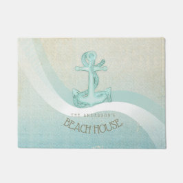 Beach House Nautical Anchor and Rope Aqua ID623 Fußmatte
