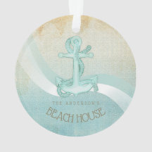 Beach House Nautical Anchor and Rope Aqua ID623