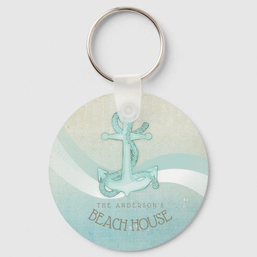 Beach House Nautical Anchor and Rope Aqua ID623 Schlüsselanhänger (Vorderseite)
