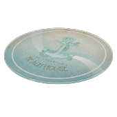 Beach House Nautical Anchor and Rope Aqua ID623 Schneidebrett (Ecke)