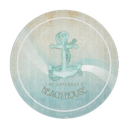 Beach House Nautical Anchor and Rope Aqua ID623 Schneidebrett