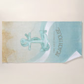 Beach House Nautical Anchor and Rope Aqua ID623 Strandtuch (Vorderseite)