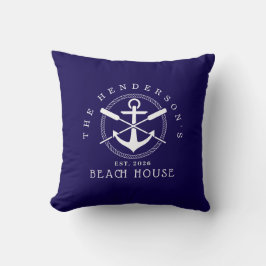 Beach House  Nautical Anchor Blue décor Vacation Kissen