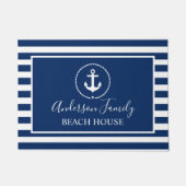 Beach House Nautical Anchor Rope Star Blue Stripin Fußmatte (Vorderseite)