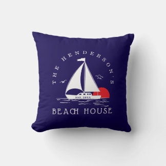 Beach House Nautical boat Sunset Vacation Kissen