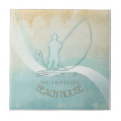 Beach House Nautical Fisherman Aqua Blue ID623 Fliese (Vorderseite)