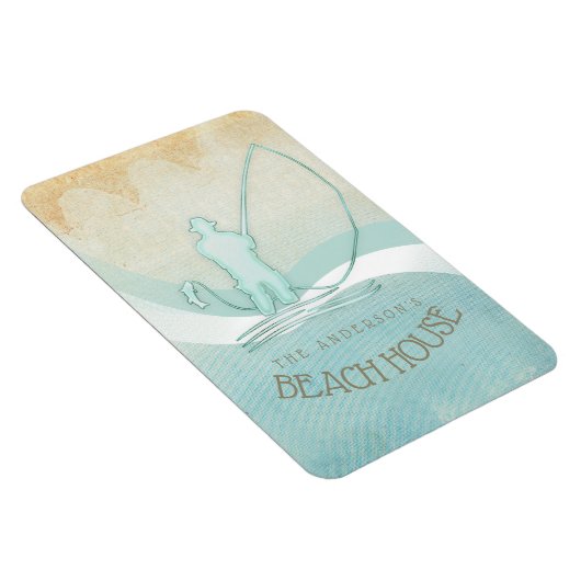 Beach House Nautical Fisherman Aqua Blue ID623 Magnet (Rechte Seite)