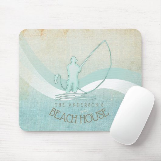 Beach House Nautical Fisherman Aqua Blue ID623 Mousepad (Mit Mouse)
