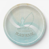 Beach House Nautical Fisherman Aqua Blue ID623 Pappteller (Vorderseite)