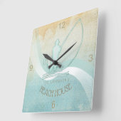 Beach House Nautical Fisherman Aqua Blue ID623 Quadratische Wanduhr (Winkel)