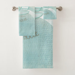Beach House Nautical Sailboat Aqua Blue ID623 Badhandtuch Set
