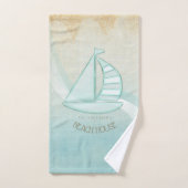 Beach House Nautical Sailboat Aqua Blue ID623 Badhandtuch Set (Handtuch)
