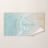 Beach House Nautical Sailboat Aqua Blue ID623 Badhandtuch Set (Handtuch)