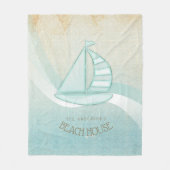 Beach House Nautical Sailboat Aqua Blue ID623 Fleecedecke (Vorderseite)
