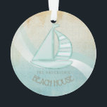 Beach House Nautical Sailboat Aqua Blue ID623 Ornament<br><div class="desc">Dieses Acryl-Ornament-Design in den sanften Farben Meer und Sand erlaubt es Ihnen, einfach Ihren eigenen Namen und Text mit der bereitgestellten Vorlage hinzuzufügen. Das einfache Segelbootbild auf einem beängstigenden, wasserfarbenen Hintergrund wird durch einen Wellenakzent in Aqua und Weiß hervorgehoben. Wenn Sie nicht das Glück haben, ein Strandhaus oder eine Hütte...</div>