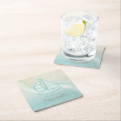 Beach House Nautical Sailboat Aqua Blue ID623 Rechteckiger Pappuntersetzer (Vor Ort)