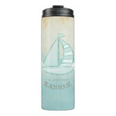 Beach House Nautical Sailboat Aqua Blue ID623 Thermosbecher (Vorderseite)