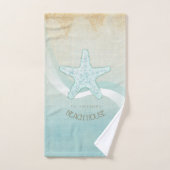 Beach House Nautical Starfish Aqua Blue ID623 Badhandtuch Set (Handtuch)