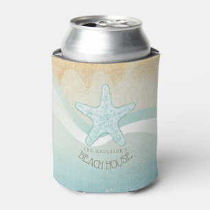 Beach House Nautical Starfish Aqua Blue ID623 Dosenkühler