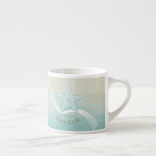 Beach House Nautical Starfish Aqua Blue ID623 Espressotasse (Rechts)