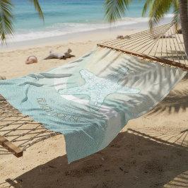 Beach House Nautical Starfish Aqua Blue ID623 Fleecedecke
