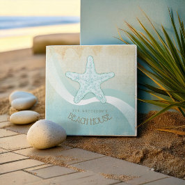 Beach House Nautical Starfish Aqua Blue ID623 Fliese