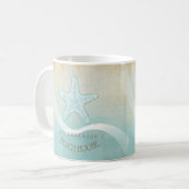 Beach House Nautical Starfish Aqua Blue ID623 Kaffeetasse (Vorderseite Links)