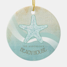 Beach House Nautical Starfish Aqua Blue ID623