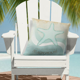 Beach House Nautical Starfish Aqua Blue ID623 Kissen