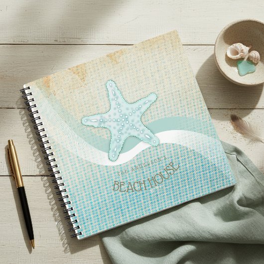 Beach House Nautical Starfish Aqua Blue ID623 Notizblock
