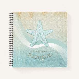Beach House Nautical Starfish Aqua Blue ID623 Notizblock