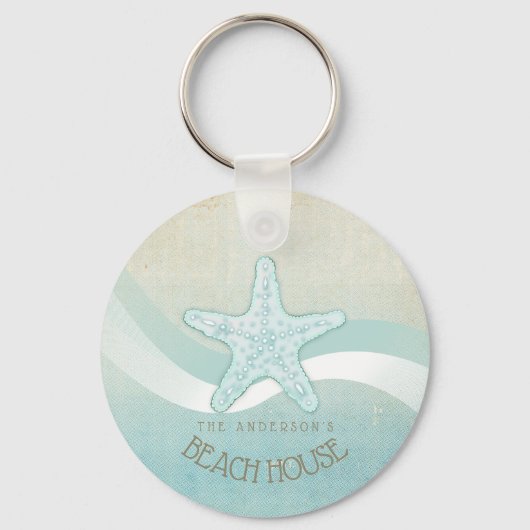 Beach House Nautical Starfish Aqua Blue ID623 Schlüsselanhänger (Vorderseite)