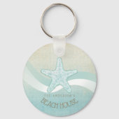 Beach House Nautical Starfish Aqua Blue ID623 Schlüsselanhänger (Rückseite)