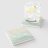 Beach House Nautical Starfish Aqua Blue ID623 Steinuntersetzer (Seitenansicht)