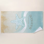 Beach House Nautical Starfish Aqua Blue ID623 Strandtuch (Vorderseite)
