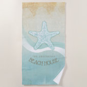 Beach House Nautical Starfish Aqua Blue ID623 Strandtuch (Vorderseite)