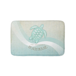 Beach House Nautical Turtle Aqua Blue ID623 Badematte