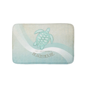 Beach House Nautical Turtle Aqua Blue ID623 Badematte