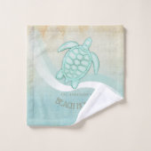 Beach House Nautical Turtle Aqua Blue ID623 Badhandtuch Set (Waschlappen)
