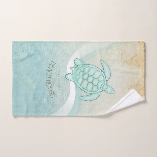 Beach House Nautical Turtle Aqua Blue ID623 Badhandtuch Set (Handtuch)