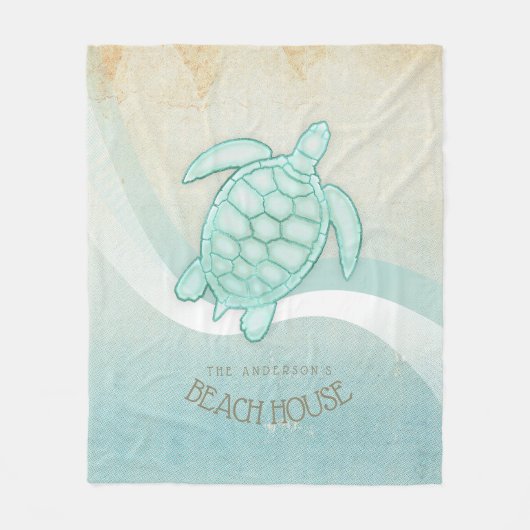 Beach House Nautical Turtle Aqua Blue ID623 Fleecedecke (Vorderseite)