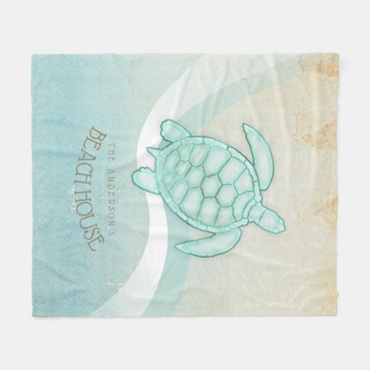 Beach House Nautical Turtle Aqua Blue ID623 Fleecedecke (Vorderseite (Horizontal))