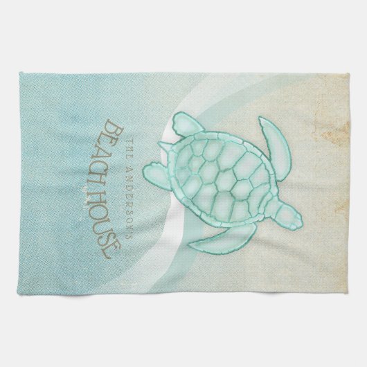 Beach House Nautical Turtle Aqua Blue ID623 Geschirrtuch (Horizontal)