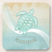 Beach House Nautical Turtle Aqua Blue ID623 Getränkeuntersetzer (Vorderseite)