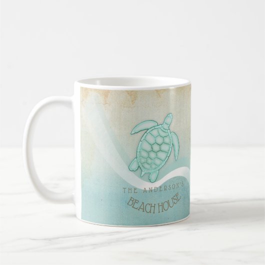 Beach House Nautical Turtle Aqua Blue ID623 Kaffeetasse (Links)