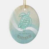 Beach House Nautical Turtle Aqua Blue ID623 Keramik Ornament (Rechts)